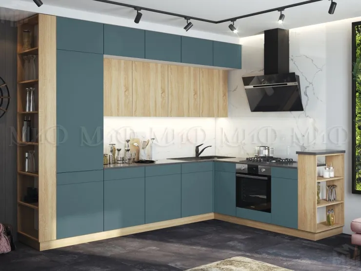 Кухня Техно-5 New угловая 3,2*2,24 сонома/браш блю