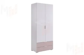 Шкаф двухдверный Зефир  120.01 белое дерево/пудра розовая (эмаль)