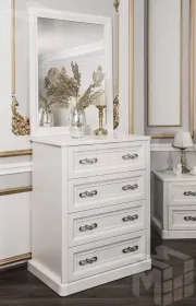 Комод Мишель 4 ящ. узкий белый матовый