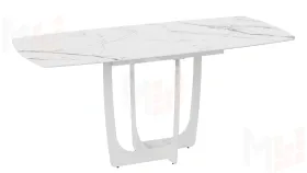 Стол обеденный Орфей Белый муар, Стекло глянцевое белый мрамор