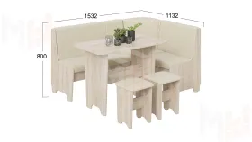 Кухонный уголок Техас Исп.1 Дуб Сонома, Экокожа бежевая