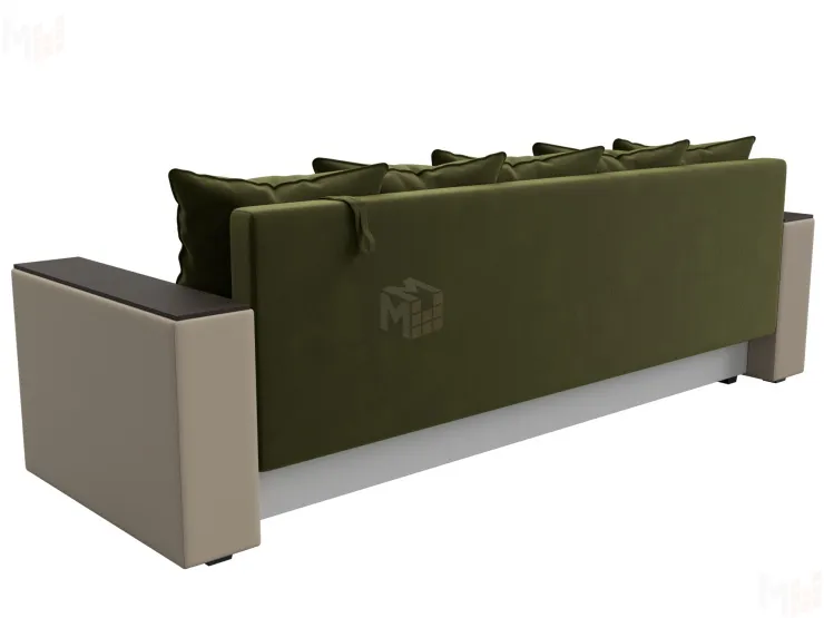 Диван прямой Дубай Лайт полки слева ( Зеленый\Бежевый )