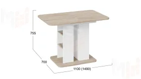 Стол раздвижной Мюнхен Тип 2 Белый Ясень, Дуб Сонома