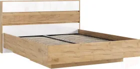 Роджина Кровать парящая 1,6м (ортопед дерево) с подсветкой (Белый глянец холодный/Дуб Крафт, Дуб Крафт)