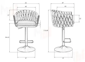 Стул барный DOBRIN MARCEL (винный велюр (MJ9-35))