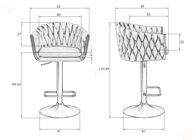 Стул барный DOBRIN MARCEL (винный велюр (MJ9-35))