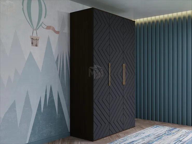 Шкаф трёхстворчатый Копенгаген (венге/черный матовый)