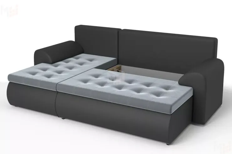 Угловой диван Ванкувер (левый) Серый, Черный