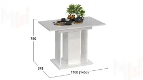 Стол раздвижной Кёльн Тип 1 Белый, Стекло Белый глянец