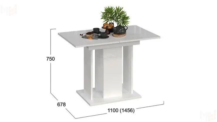 Стол раздвижной Кёльн Тип 1 Белый, Стекло Белый глянец