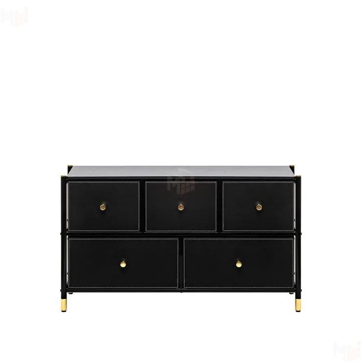 Комод Leset Нирита/Хайди широкий 5 ящиков, Черный (Черный/Черный)