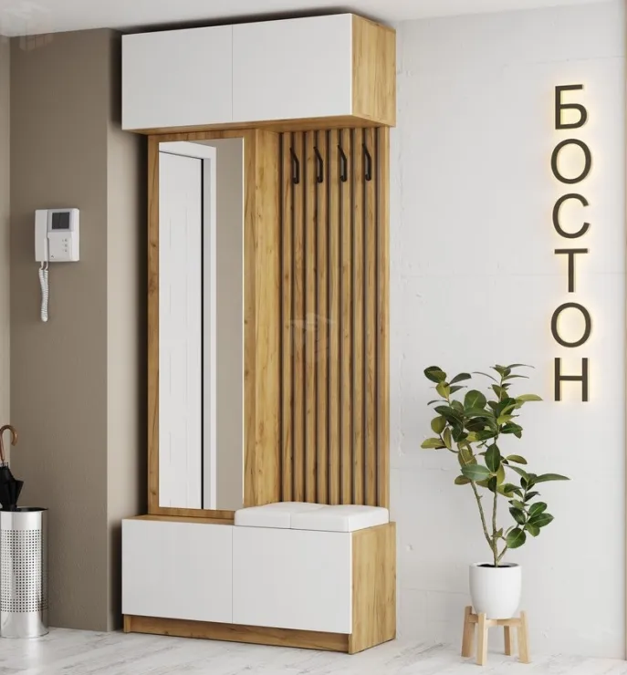 Прихожая Бостон (МДФ белый глянец)