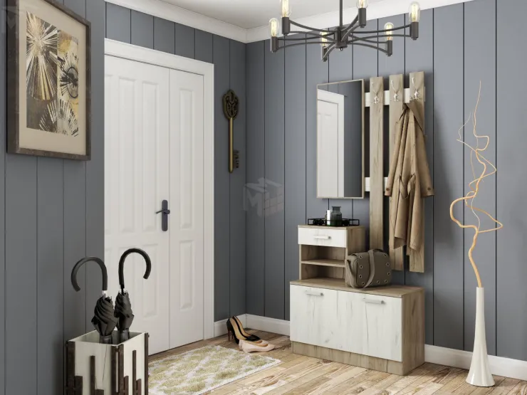 Прихожая Ната-Лина М Дуб Серый Крафт/Дуб Белый Крафт