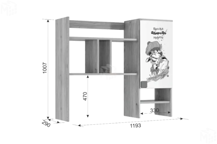 Надстройка для стола Зоо  28.01 дуб мария/белый