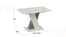 Стол обеденный раздвижной Люксембург Тип 3 Дуб крафт белый, Серый