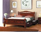 Кровать из массива Карина-5 с ящиками (140*200) орех