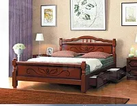 Кровать из массива Карина-5 с ящиками (140*200) орех