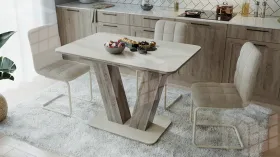 Стол раздвижной Чинзано Тип 1 Дуб Сонома трюфель, Стекло бежевое матовое