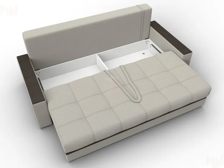 Диван прямой с декором Лига-096 НПБ ( Амур 02 Бежевый/Коричневый )