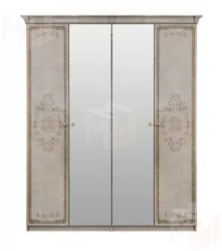 Шкаф Патрисия 4-дверный (2+2) с зеркалом крем корень глянец
