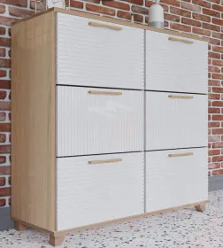 Обувница Копенгаген 6 ящиков (дуб сонома/белый матовый)