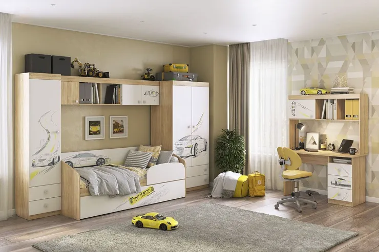 Кровать Форсаж дуб сонома/белый