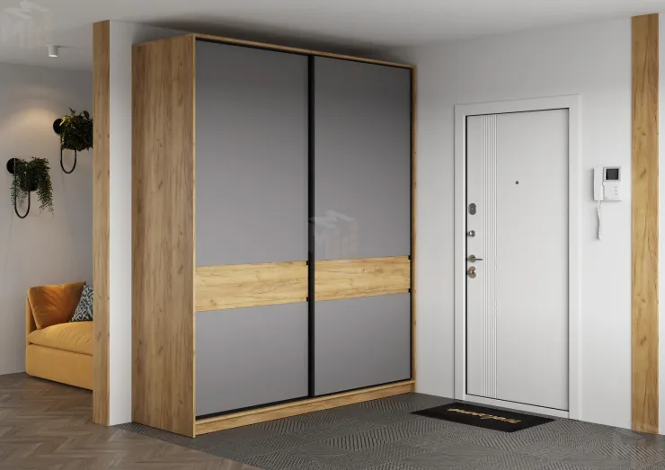 Шкаф-купе Бостон ШК-005 (крафт золотой/серый шифер)