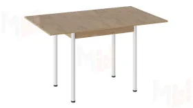 Стол  раздвижной Родос Тип 2 с опорой d40 Белый муар, Дуб Крафт золотой