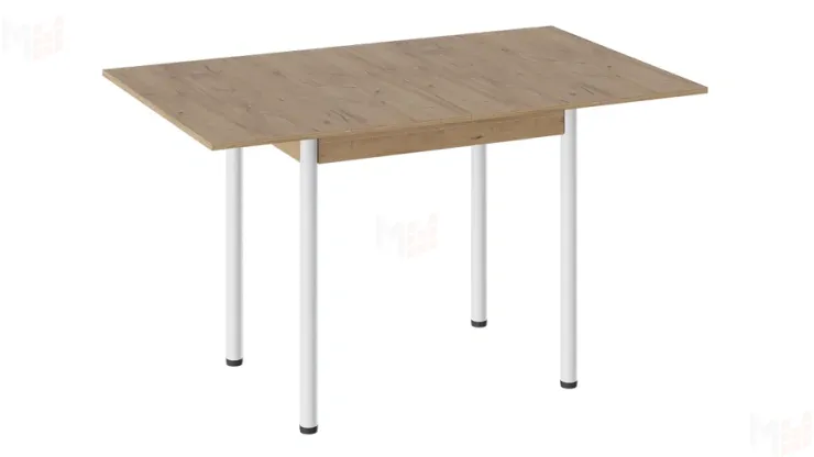 Стол  раздвижной Родос Тип 2 с опорой d40 Белый муар, Дуб Крафт золотой