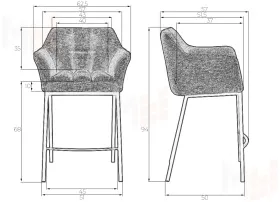Стул полубарный DOBRIN LUCAS COUNTER (серая ткань (F-22))