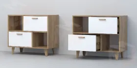 Тумба Т-1 на ножках Эго Дуб Крафт Золотой/Белый Глянец