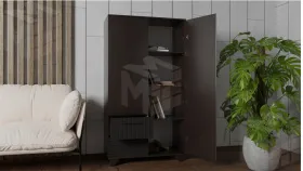 Стеллаж Копенгаген без стекла (венге/черный матовый)