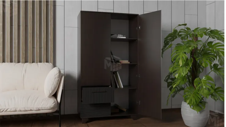 Стеллаж Копенгаген без стекла (венге/черный матовый)