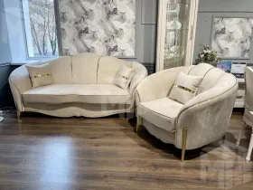 Диван Лара 3х местный бежевый золото