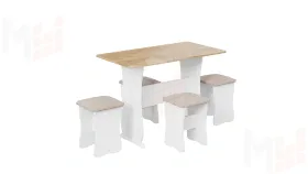 Обеденная группа тип 1 - МФ-101.006 Белый, Дуб Крафт золотой, Иск.замша Latte
