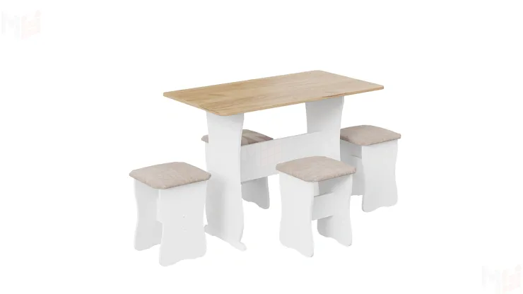 Обеденная группа тип 1 - МФ-101.006 Белый, Дуб Крафт золотой, Иск.замша Latte