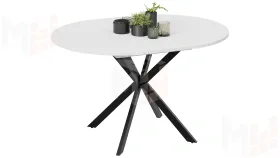 Стол обеденный раздвижной Мэдисон Тип 1 Черный муар, Белый