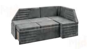 Кухонный диван Лондон со спальным местом (велюр серый)