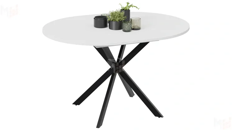 Стол обеденный раздвижной Мэдисон Тип 1 Черный муар, Белый