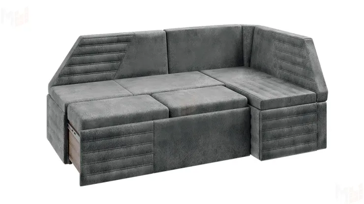 Кухонный диван Лондон со спальным местом (велюр серый)