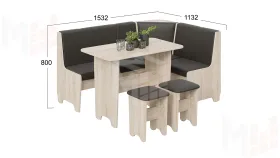 Кухонный уголок Техас Исп.1 Дуб Сонома, Экокожа коричневая