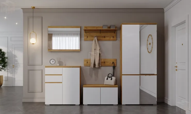 Прихожая ГРЕТТА   Дуб Крафт золотой - Белый №6