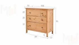 Комод КЫМОР 3 ящика светло-коричневый