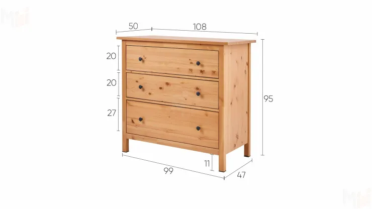 Комод КЫМОР 3 ящика светло-коричневый