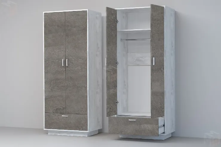 Шкаф ШК-1 ПД Эго Бетон Светлый/Камень Темный