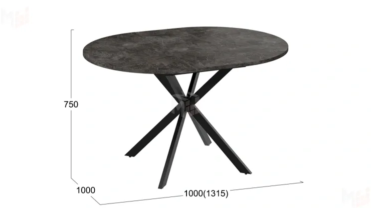 Стол обеденный раздвижной Мэдисон Тип 1 Черный муар, Ателье темный