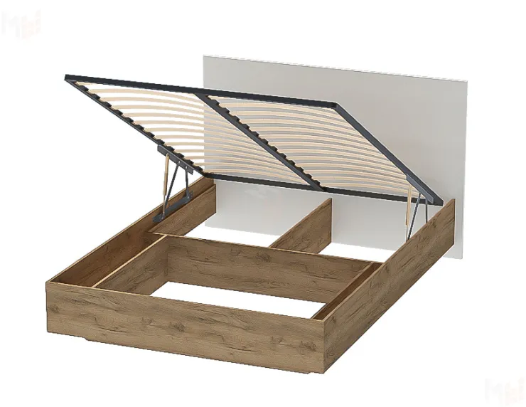 Кровать 1400 Квадро 031 М1 с подъёмным механизмом Миндаль