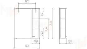 Зеркало-шкаф Классик 55 правый