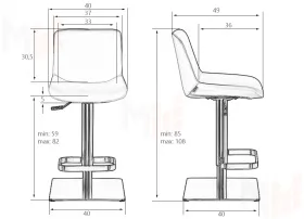 Стул барный DOBRIN ALDO (черный PU YP33-19, основание из нержавеющей стали)