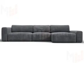Диван угловой Лига-066 НПБ Лонг угол правый ( BRUT 16 темно-серый )